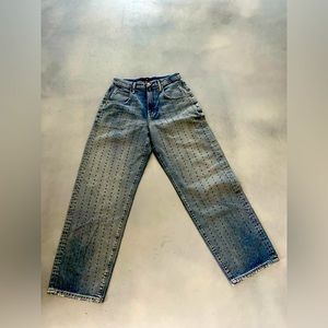 Women jeans with rhinestones on them